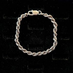 Sterling Silver Rope Style Bracelet Stamped 925, Length 8in, Weight 15.9g